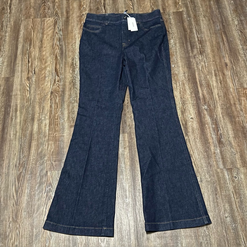 Spanx Flare Jeans Women's Large Shapewear in Raw Indigo Blue Selvedge Denim NWT